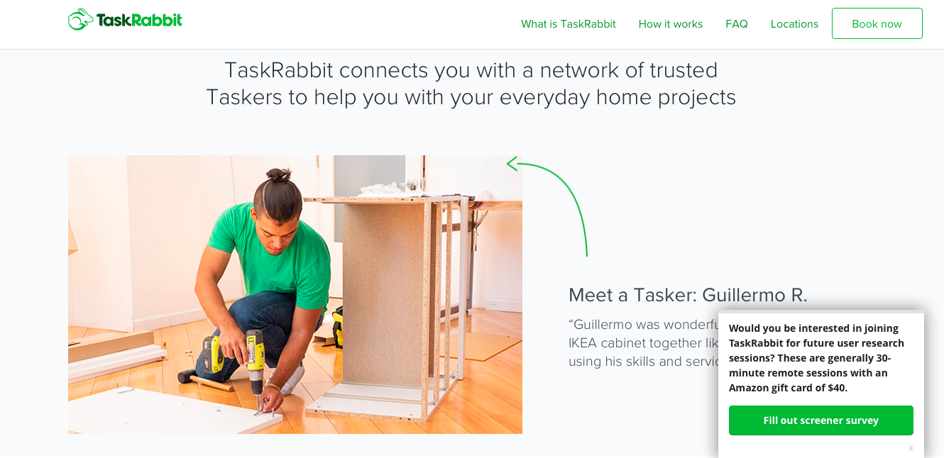 Laman muka TaskRabbit